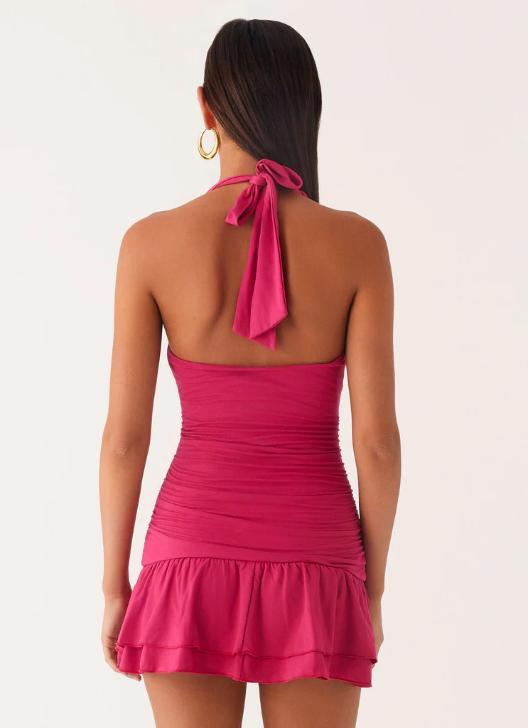 Vestito Mini con Bordo in Conchiglie Payback - Fucsia