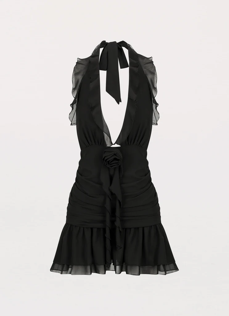 What You Need Frill Mini Dress - Nero