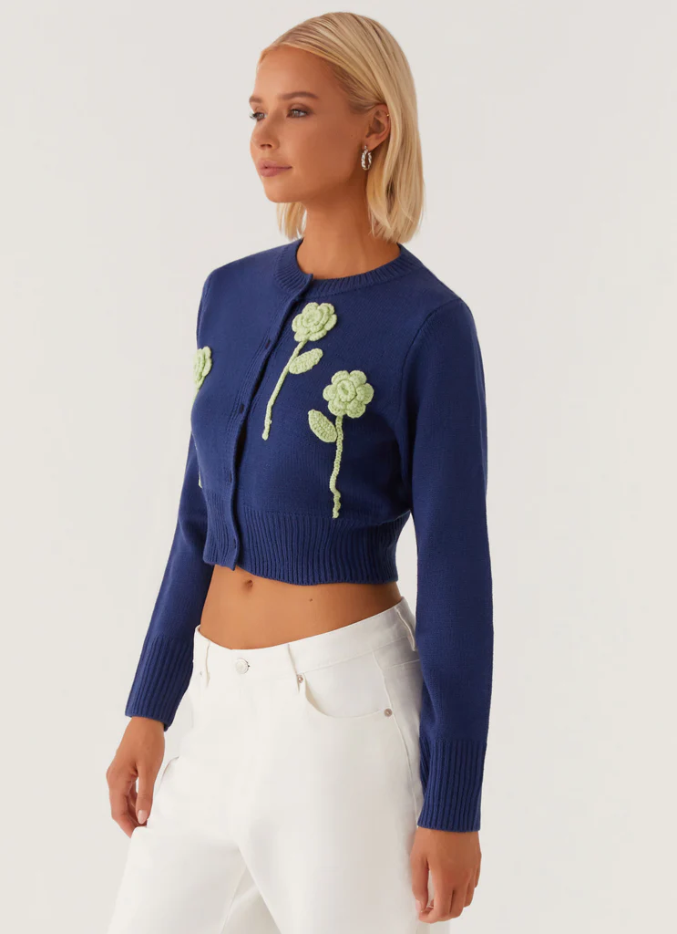 Cardigan in Lana Everest - Blu Navy