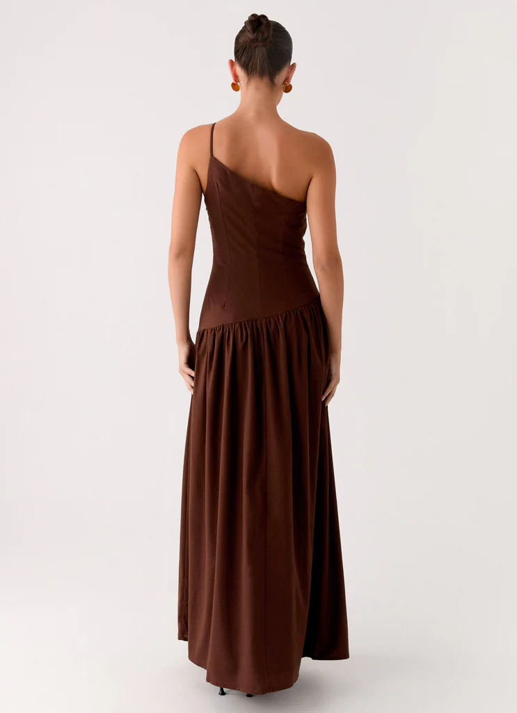 Abito Maxi in Lino Thinking About You - Marrone