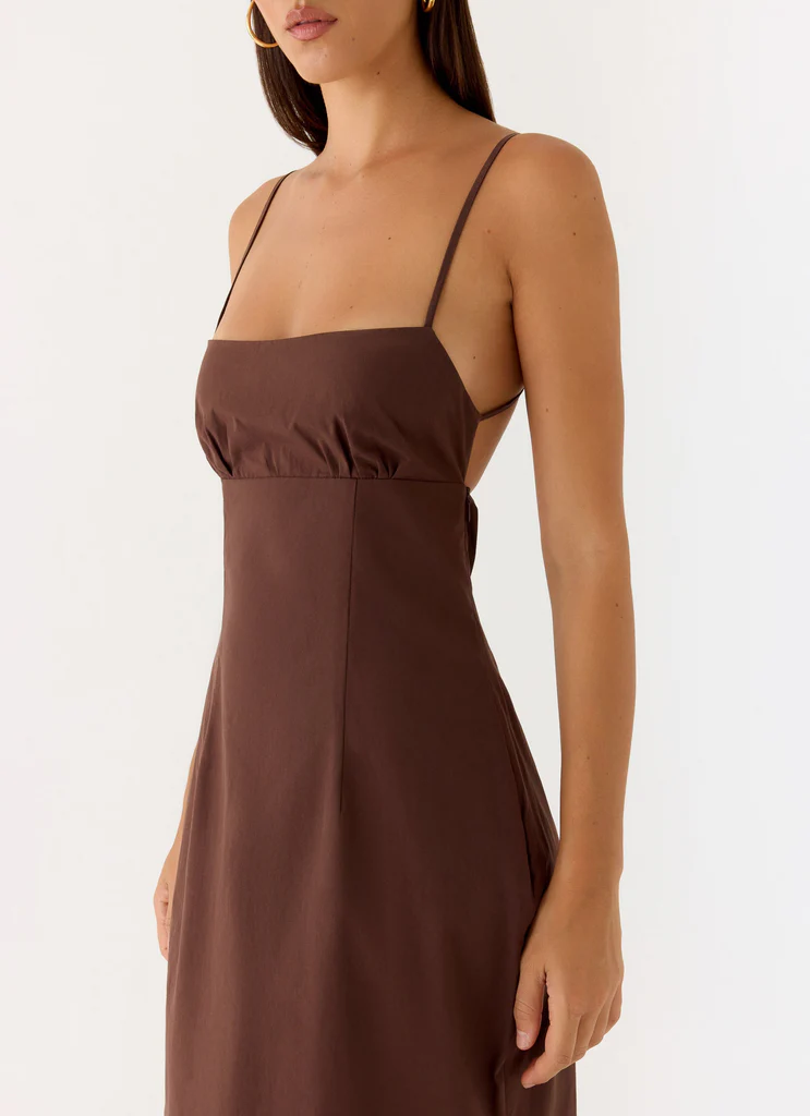 Abito Maxi in Lino Off The Table - Cioccolato