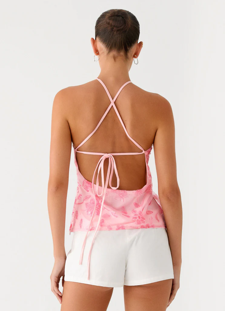 Top con Spalline Decorato Janelle - Rosa