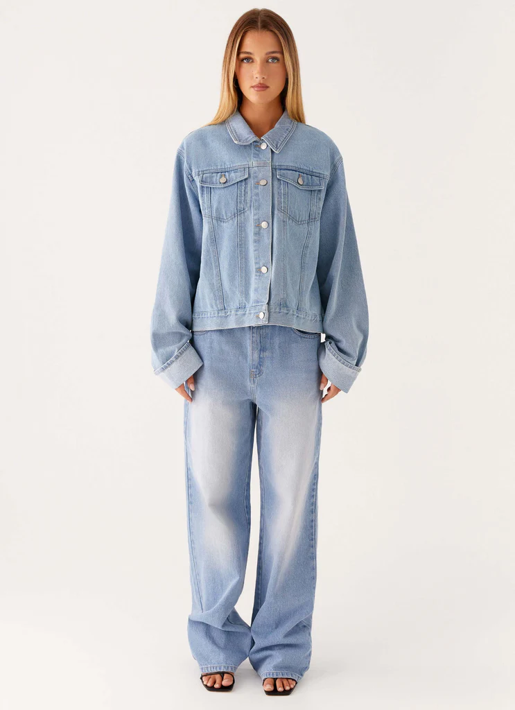 Giubbotto in Denim Oversized Back Again - Blu chiaro