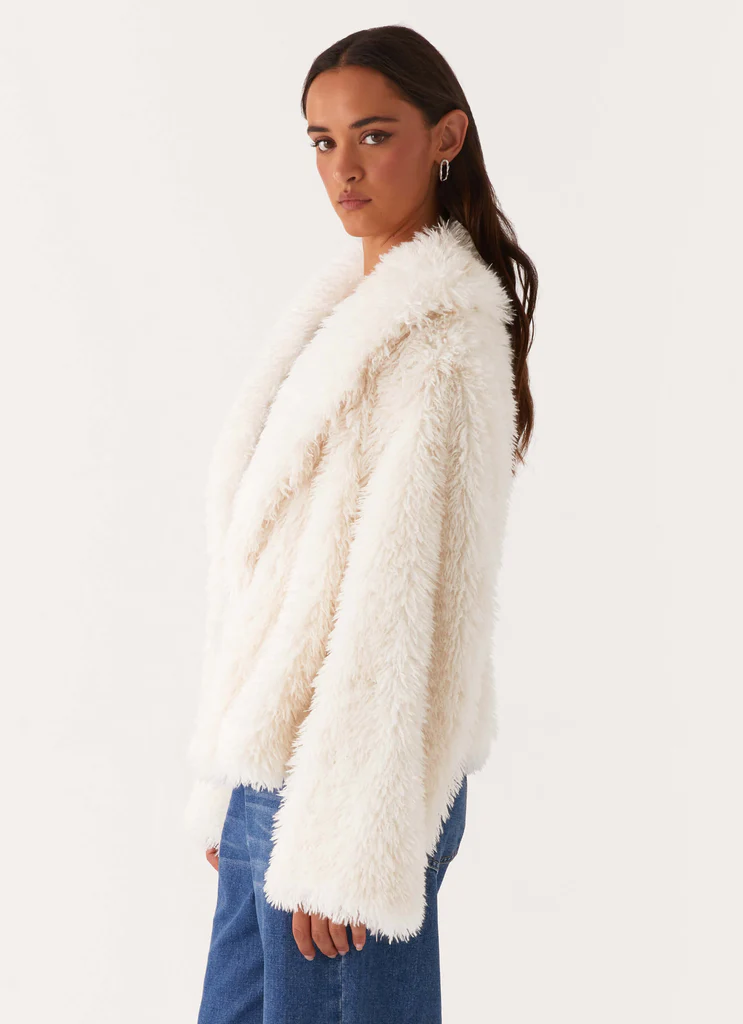 Giubbotto in pelliccia oversize Denver - Avorio