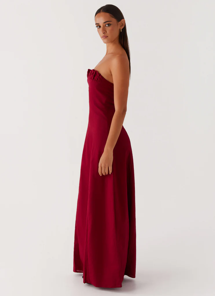 Tayla Linen Maxi Dress - Rosso