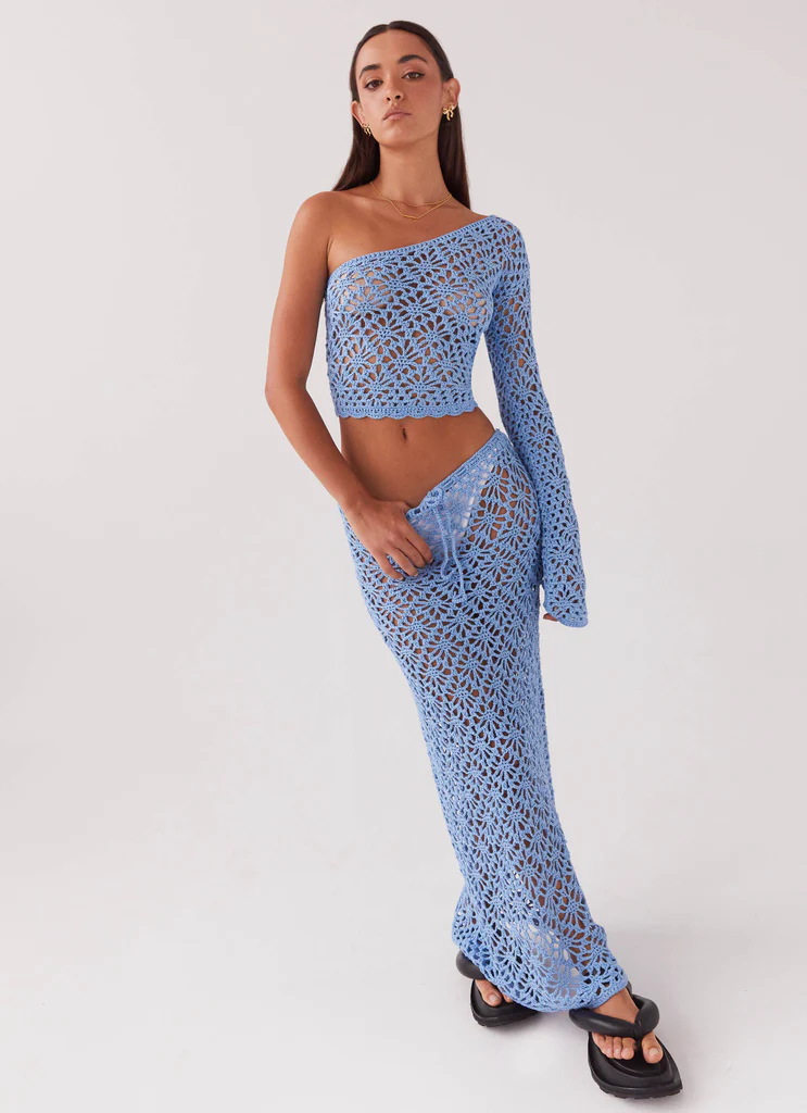 Merliah Crochet Maxi Skirt - Blu
