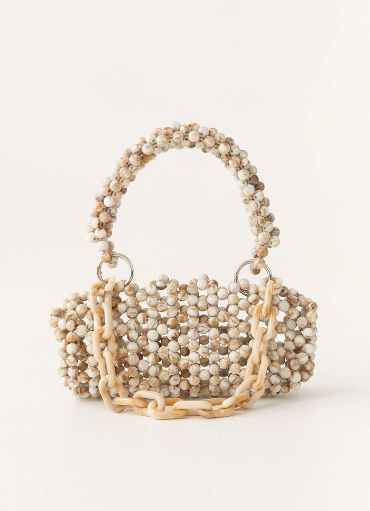 Borsa Azzurra Poolside Muse con Perline - Avorio