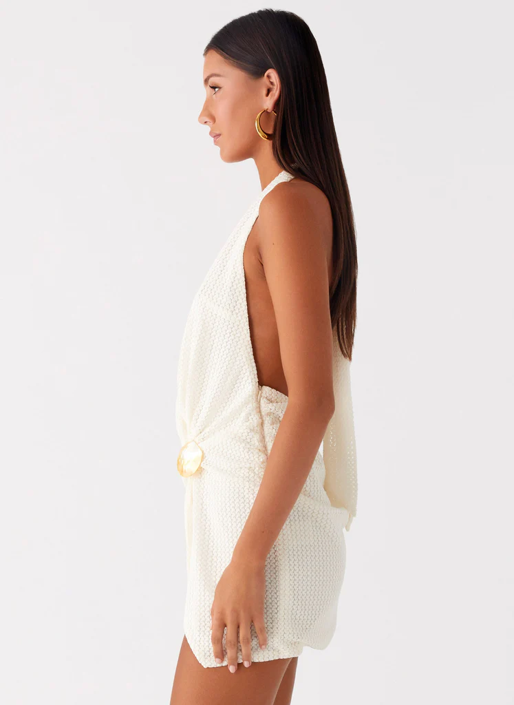 Eleanora - Mini Vestito Scollatura Profonda - Avorio