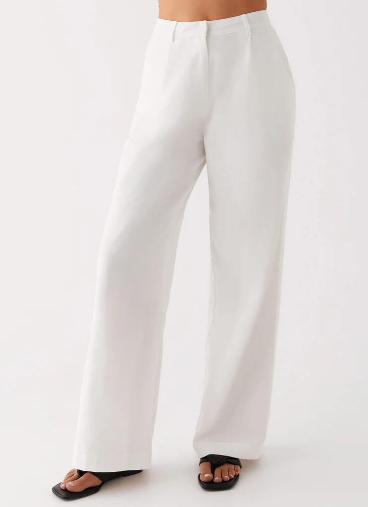 Pantaloni Lino a Fondo Largo Heatwave - Bianco
