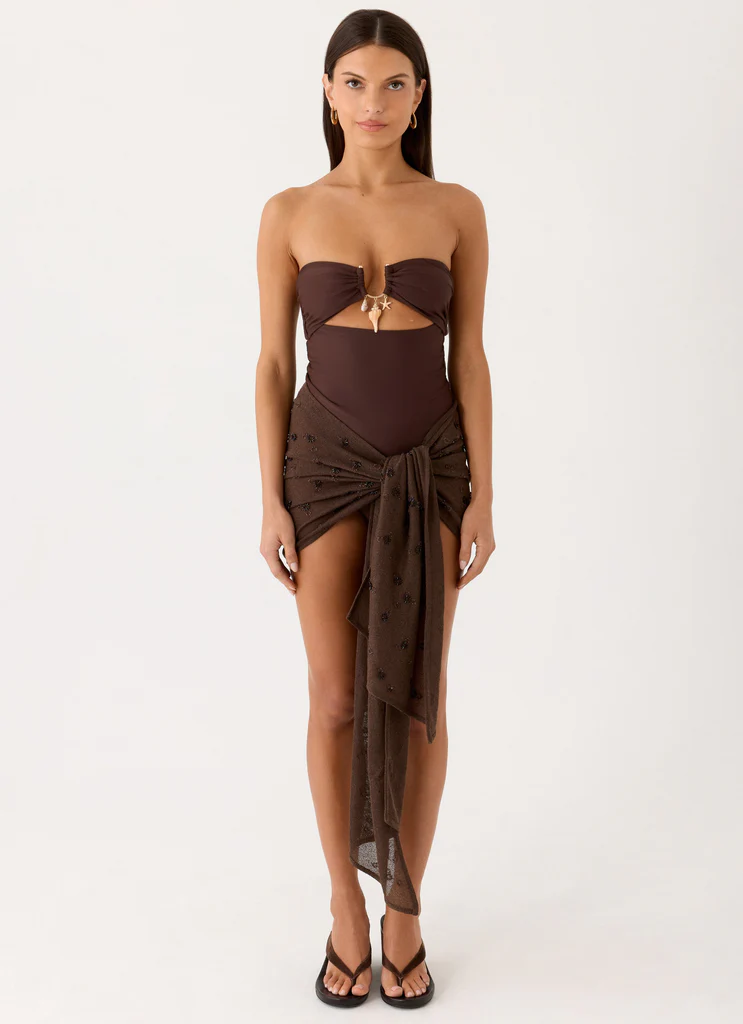 Sarong con Perline Deia – Cioccolato Sarong con Perline Deia - Cioccolato
