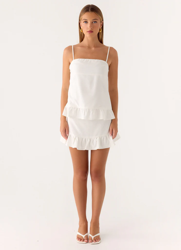 Lucie Mae Mini Vestito in Lino - Bianco