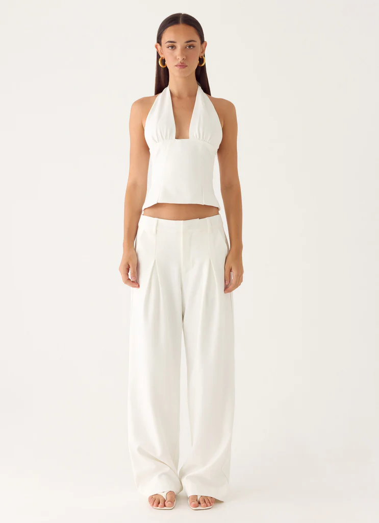 Pantaloni Sora a Vita Bassa - Bianco