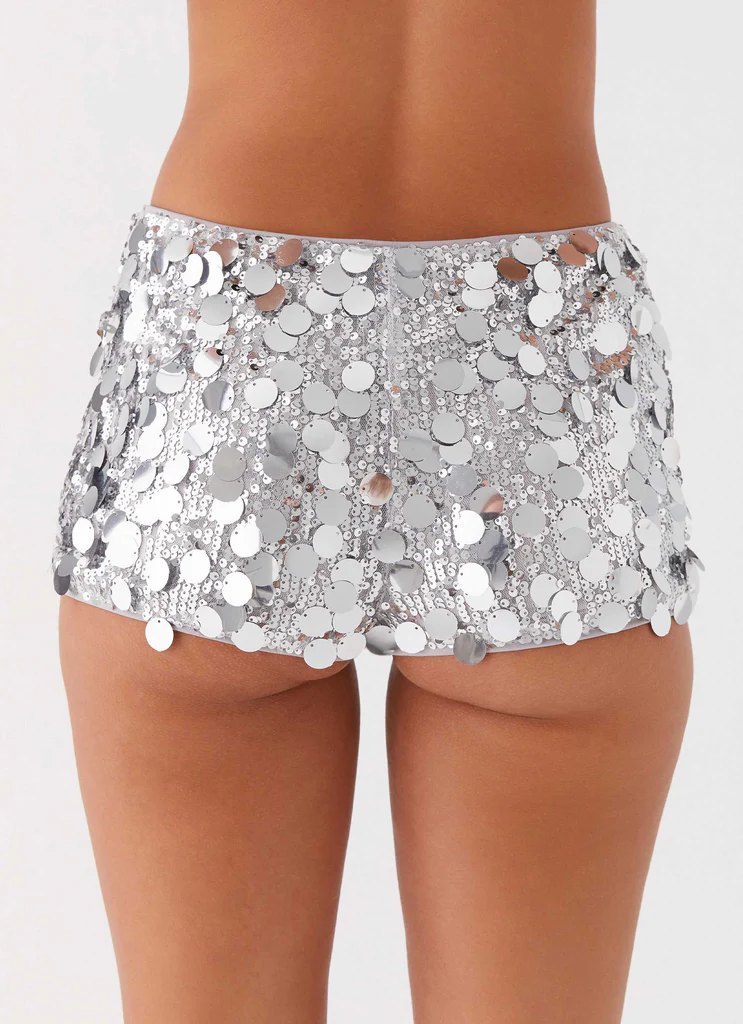 Shorts Mini in Paillettes Try Me – Argento Shorts Mini in Paillettes Try Me - Argento