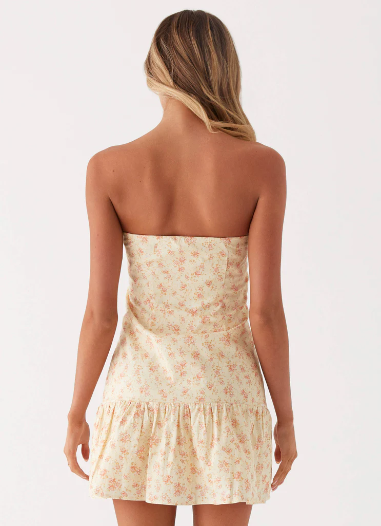 Vestito Mini Bustier Bloomsbury - Fiori Gialli Discreti