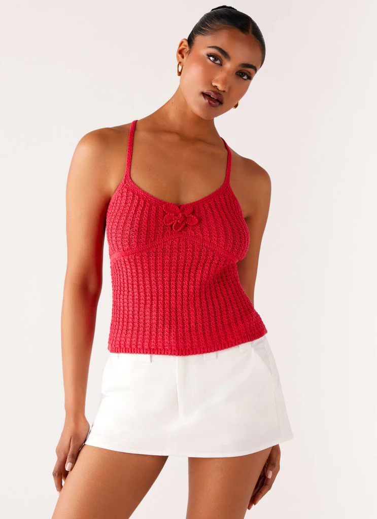 Top all'uncinetto Tiare - Fucsia