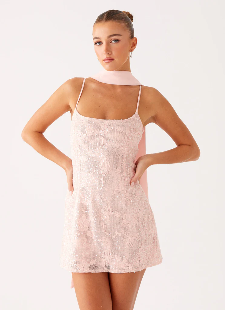 Vestito Mini in Paillettes Vision - Rosa