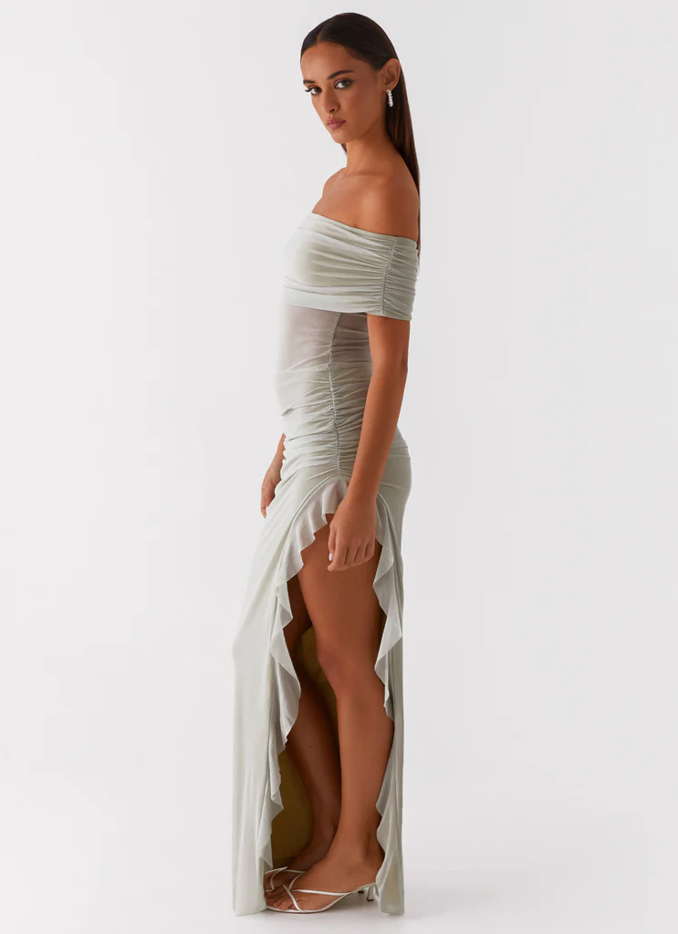 Vestito Maxi Nelly a Spalla Svasata - Pistacchio
