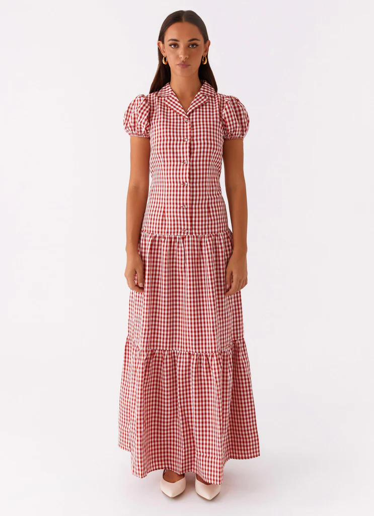 Vestito Maxi Verity - Rosso a Quadretti