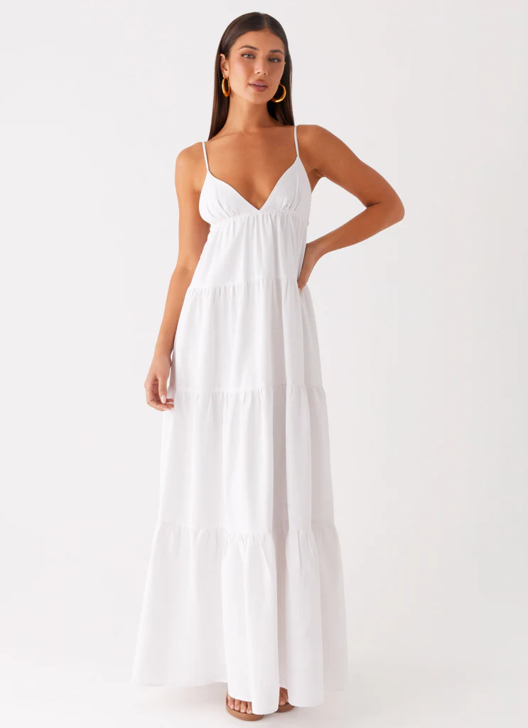 Lotty Linen Maxi Dress – Bianco Lotty Linen Maxi Dress - Bianco
