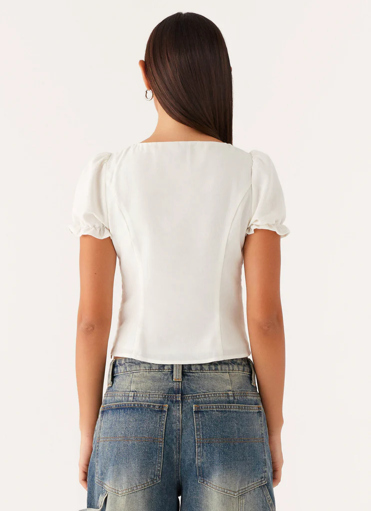 Top con maniche a sbuffo These Words - Bianco
