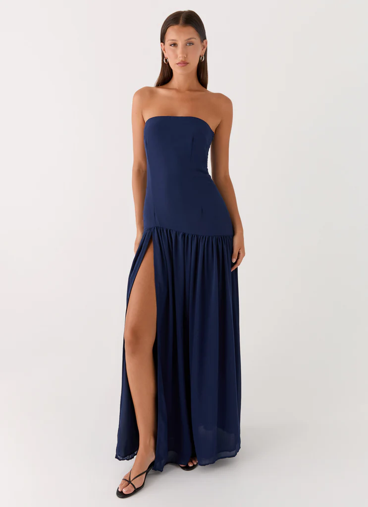 Abito Maxi Senza Spalline Eden - Blu Navy
