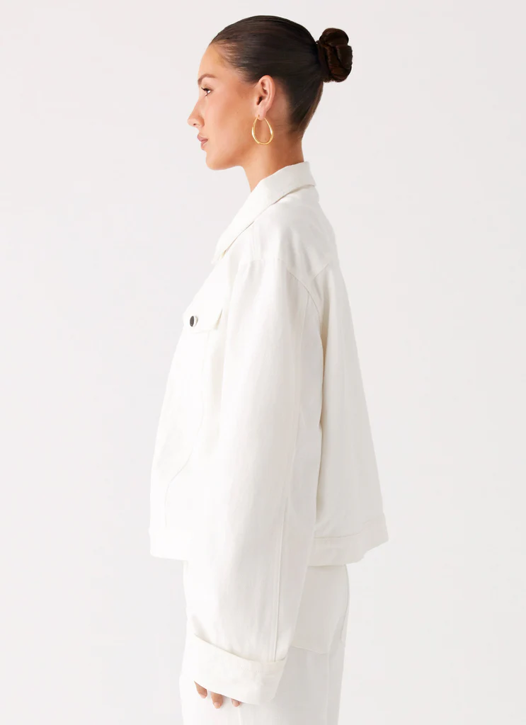 Giubbotto in Denim Oversized Back Again - Bianco
