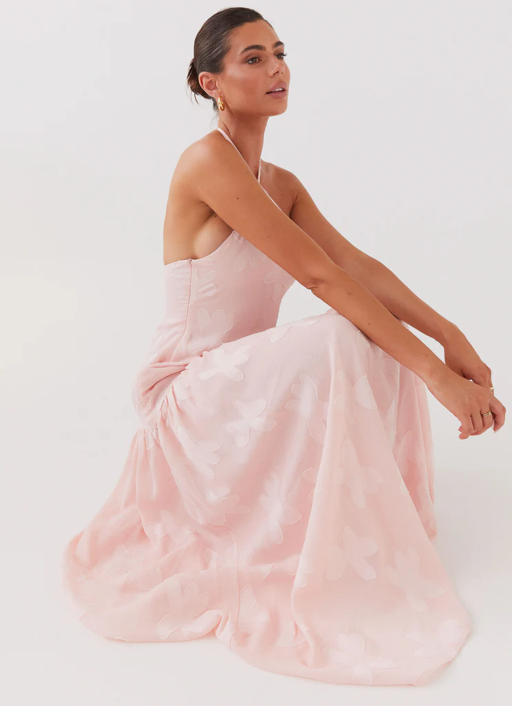 Abito Maxi con Scollatura a Croce Sfumato - Petalo Rosa