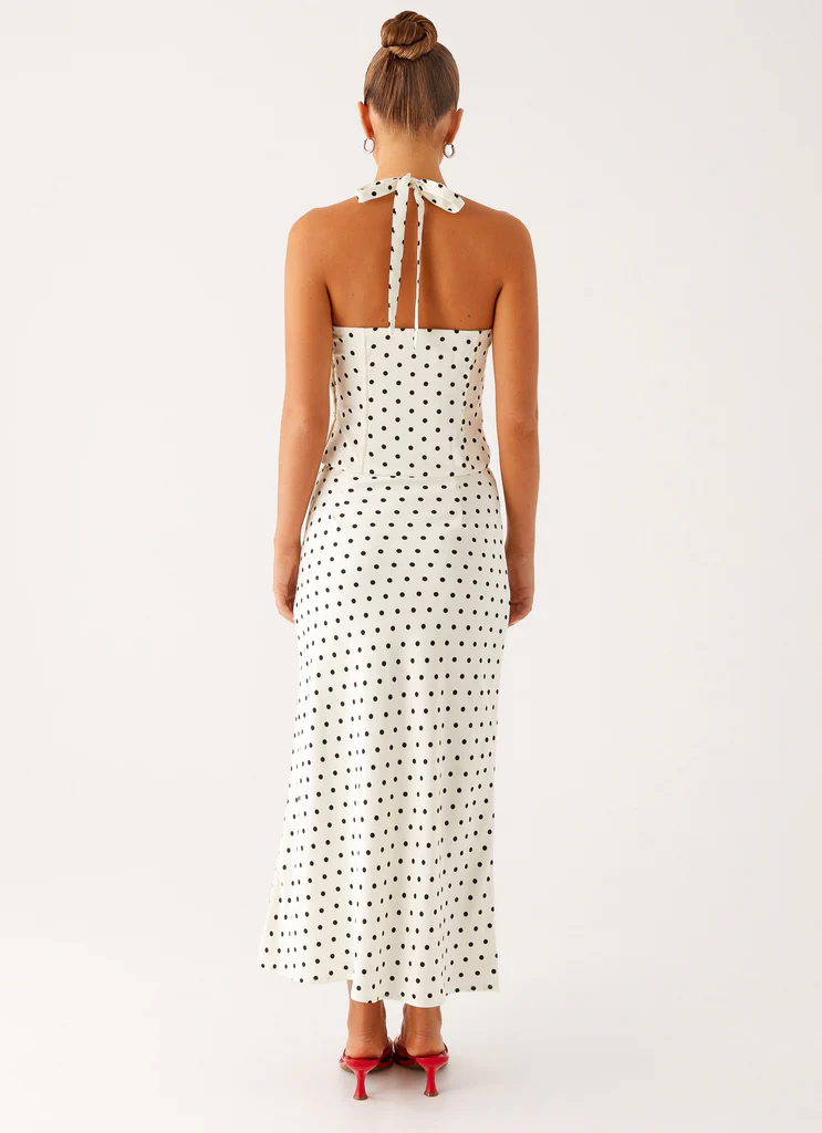 Breanne Midi Skirt - Bianco a pois