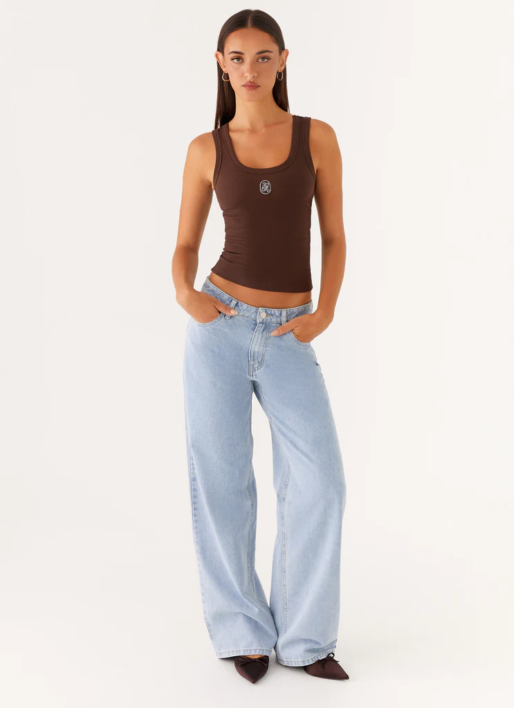 Jeans in Denim a Vita Bassa Keanna - Cielo