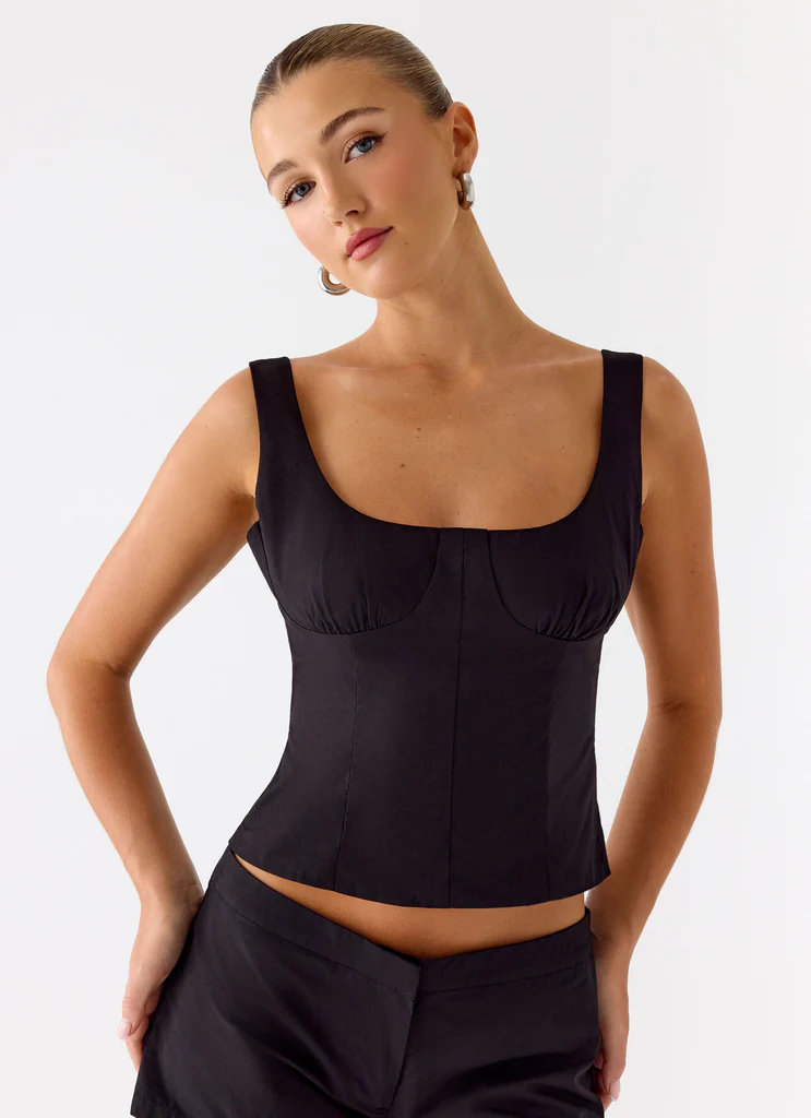 Top Bustier in Cotone Coastline - Nero