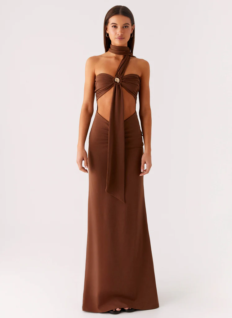 Abito Maxi Olive Bloom - Cioccolato