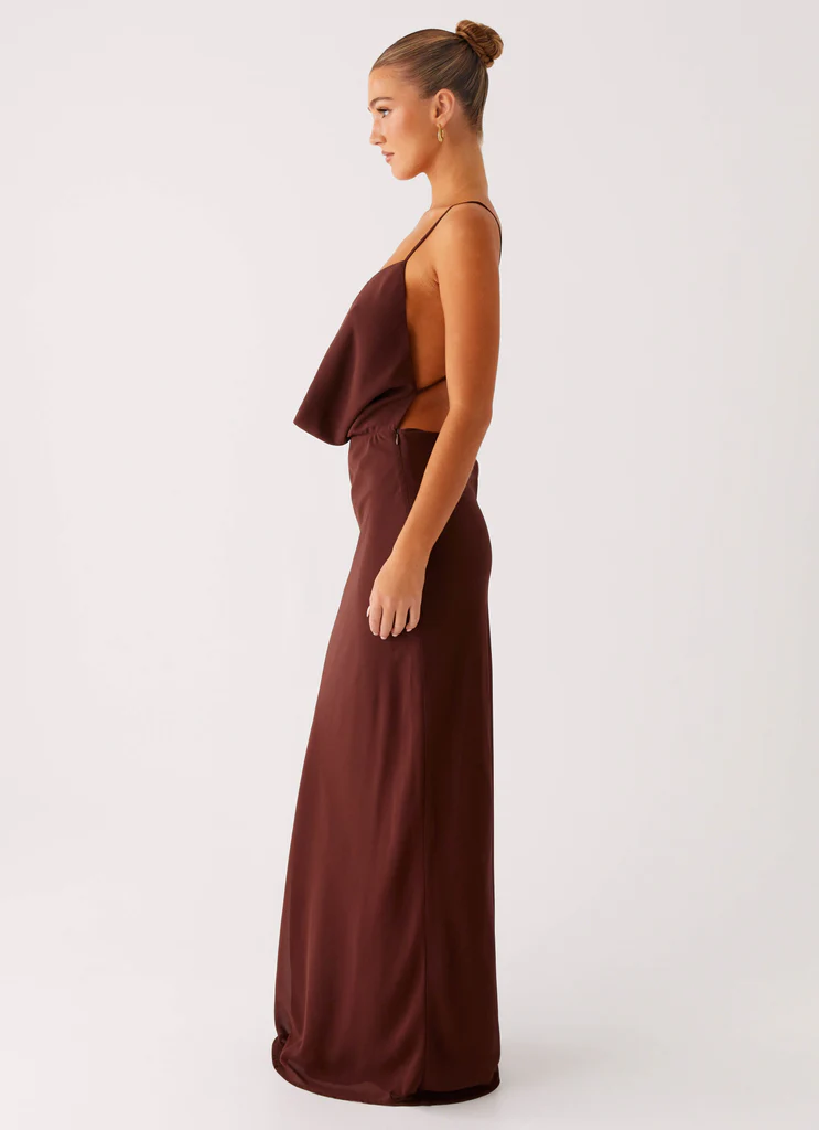 Abito Maxi con Scollatura a Camicia Elation - Cioccolato
