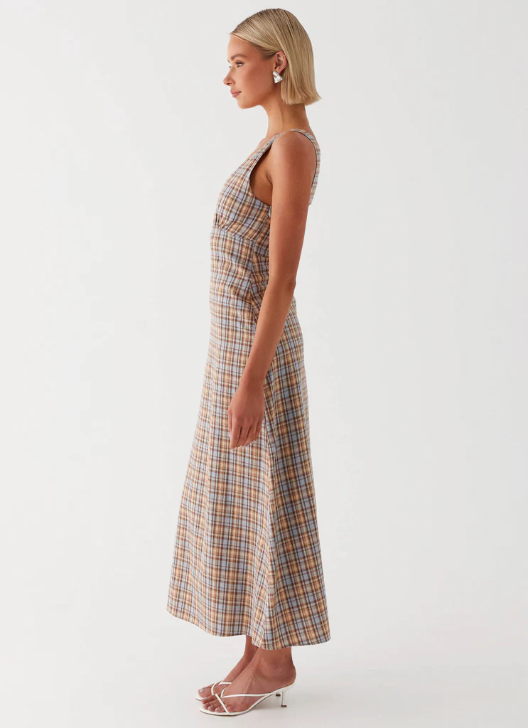 Vestito Midi con Fondo Raccolto Daphny - Quadretti