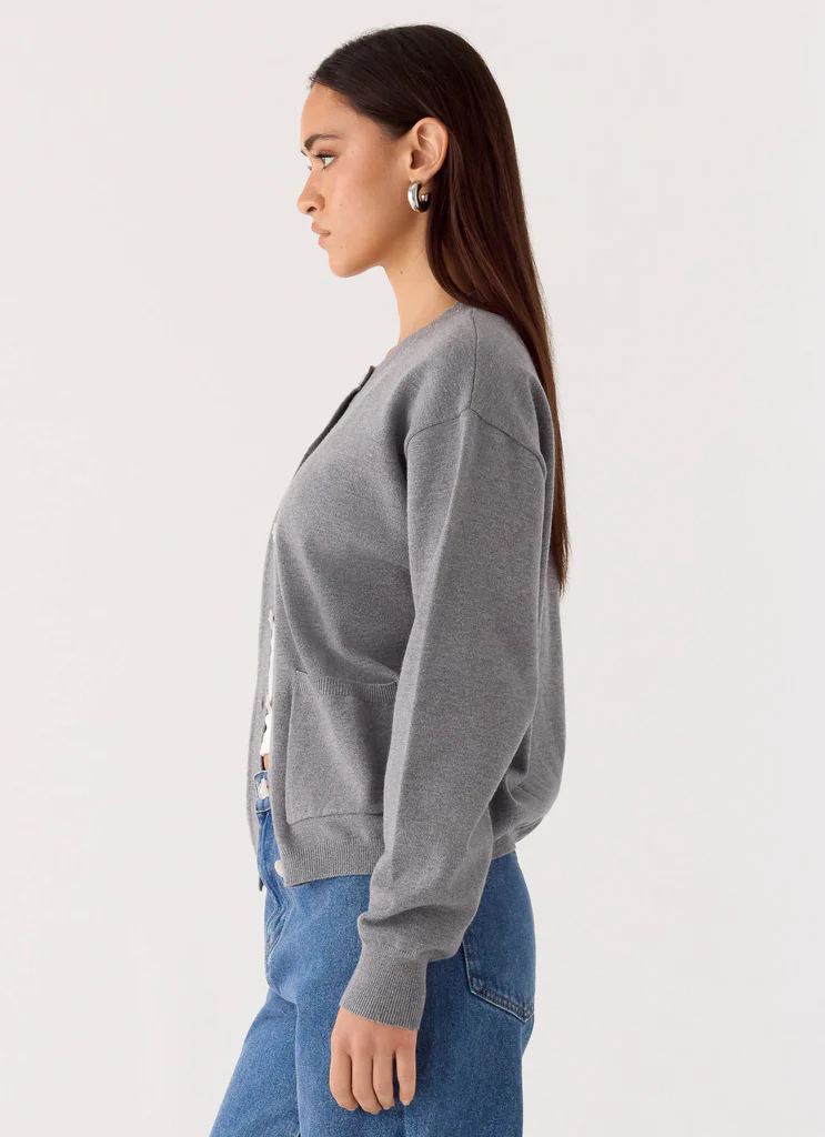 Sean Cardigan Lavorato Svasato - Grigio
