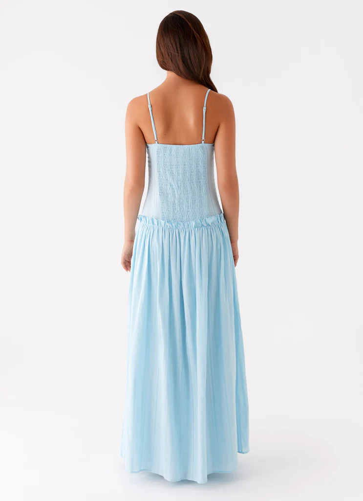Vestito Maxi Jacinda a Vita Bassa - Blu