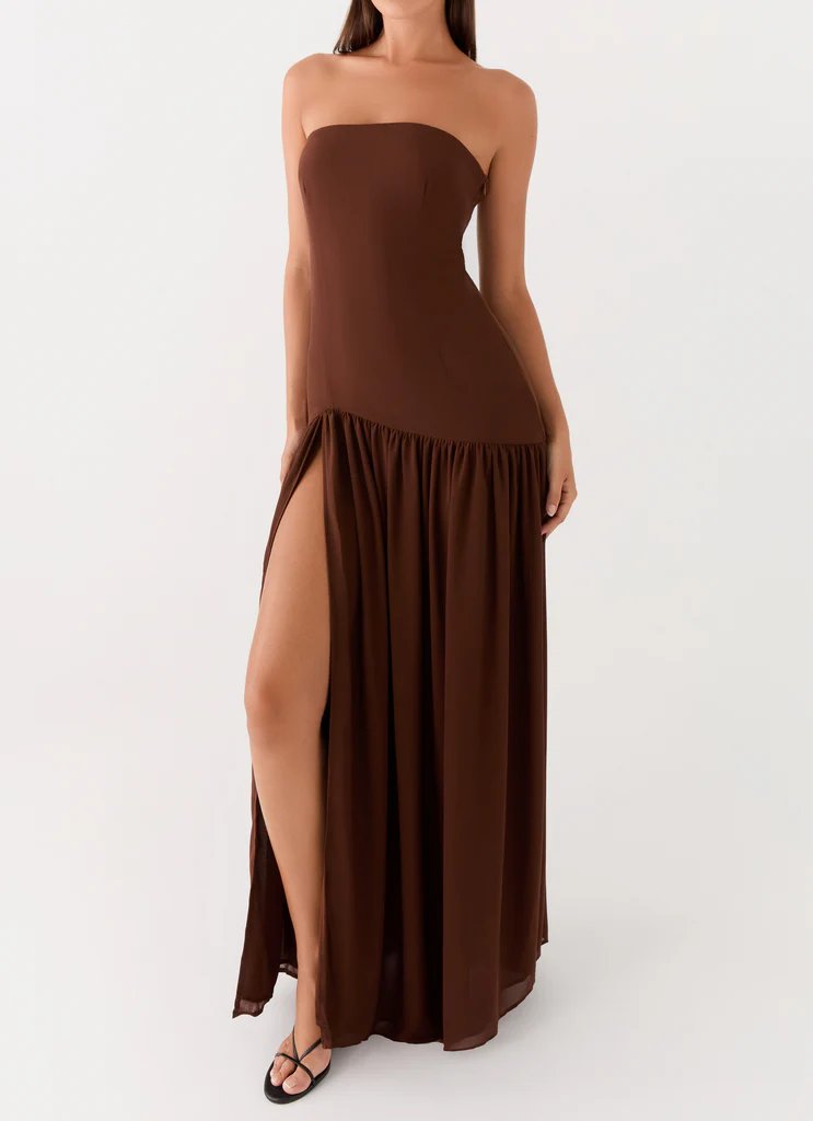 Abito Maxi Senza Spalline Eden - Marrone