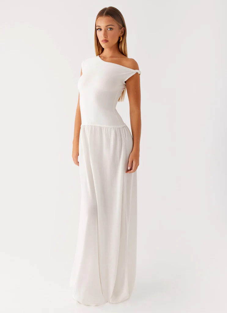 Ardella Vestito Maxi con Spalla Monospalla - Avorio