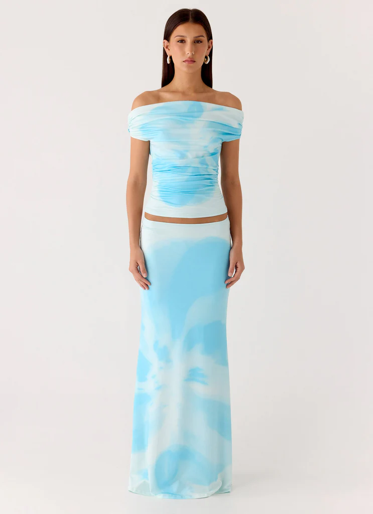 Maxi Skirt Moka - Blu Fiorito