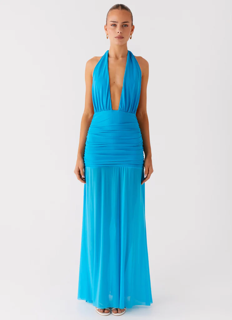 Abito Maxi Halter Dilemma - Azzurro Turchese