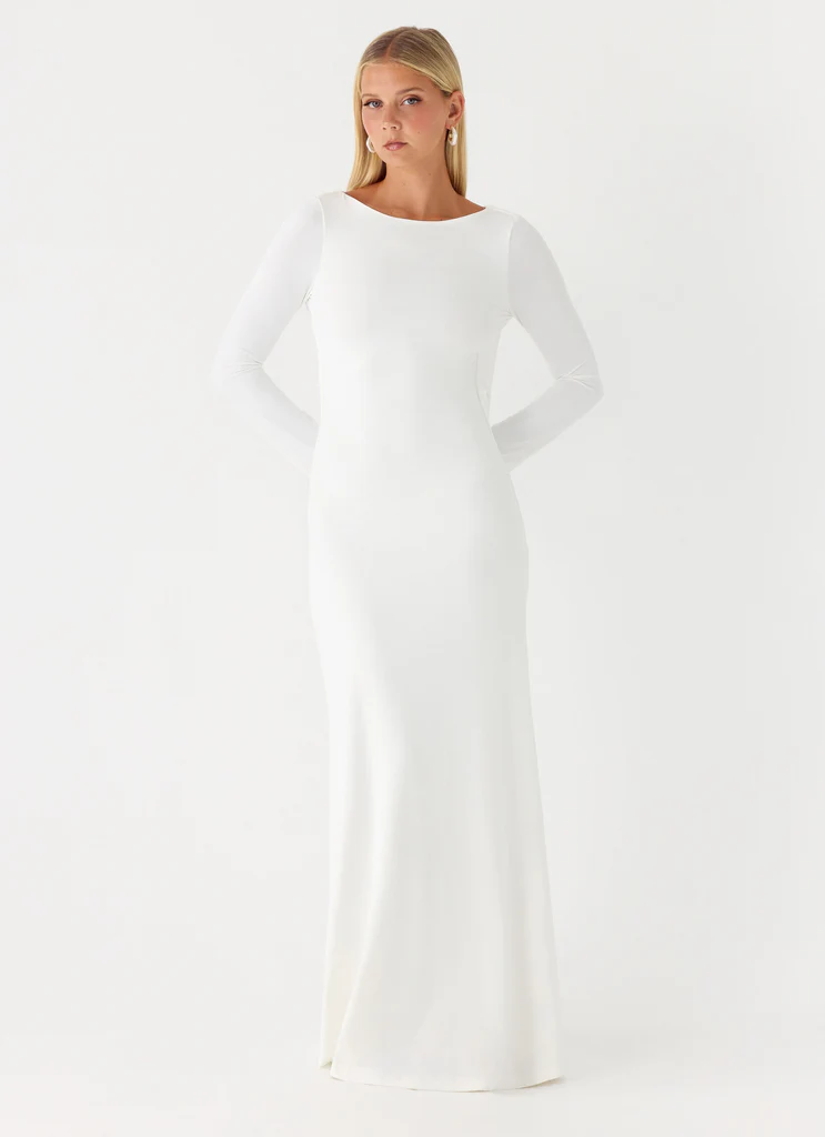 Abito Maxi a Maniche Lunghe Elmont - Bianco