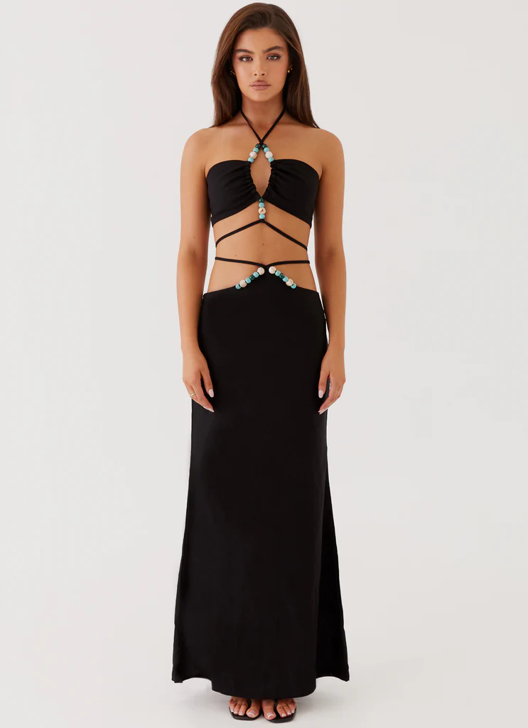 Skirt Maxi con Perline Neveah - Nero