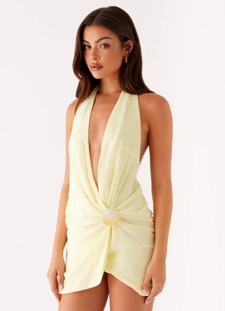 Eleanora Plunge Mini Dress – Giallo Eleanora Plunge Mini Dress - Giallo