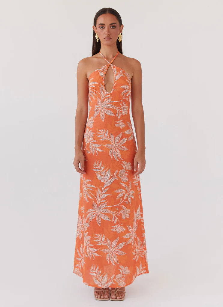 Keliegh Abito Maxi in Lino - Tramonto Tropicale