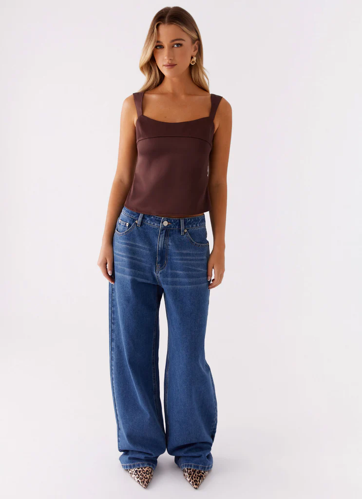Top in Seta Lylah - Marrone