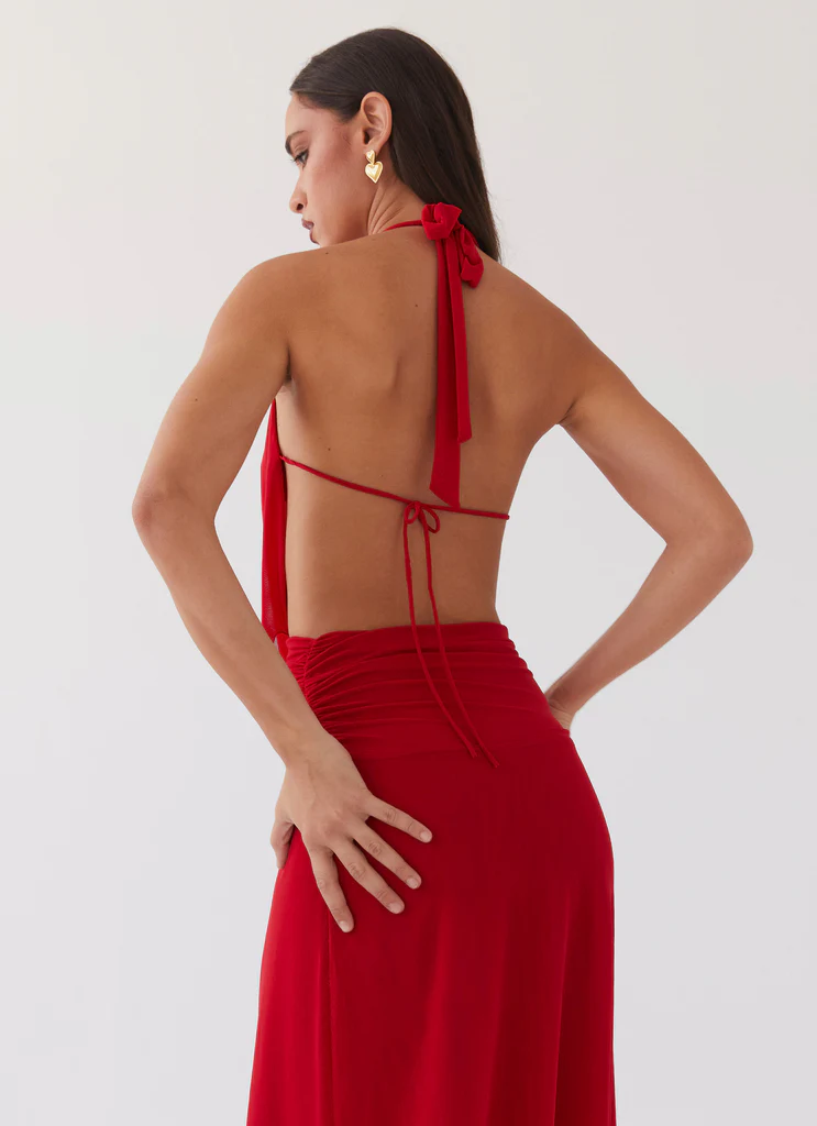 Elysia Maxi Vestito in Maglia - Rosso Ciliegia