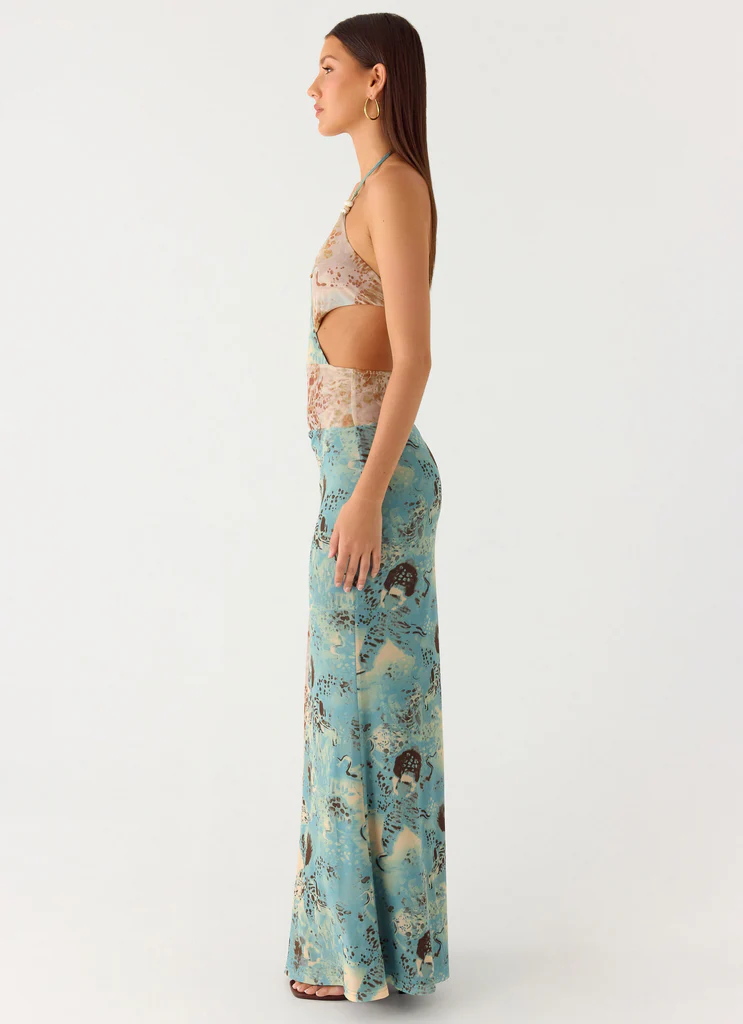 Abito Maxi con Perline Rebel - Azzurro Sfumato