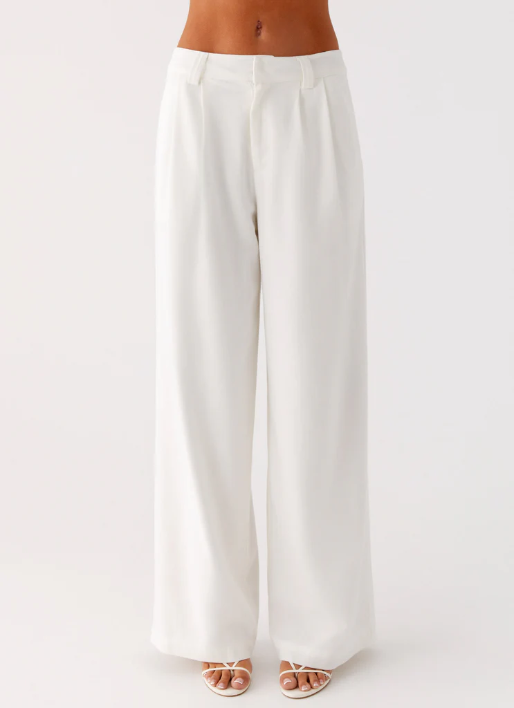 Pantaloni in Lino Delong a Vita Bassa - Bianco
