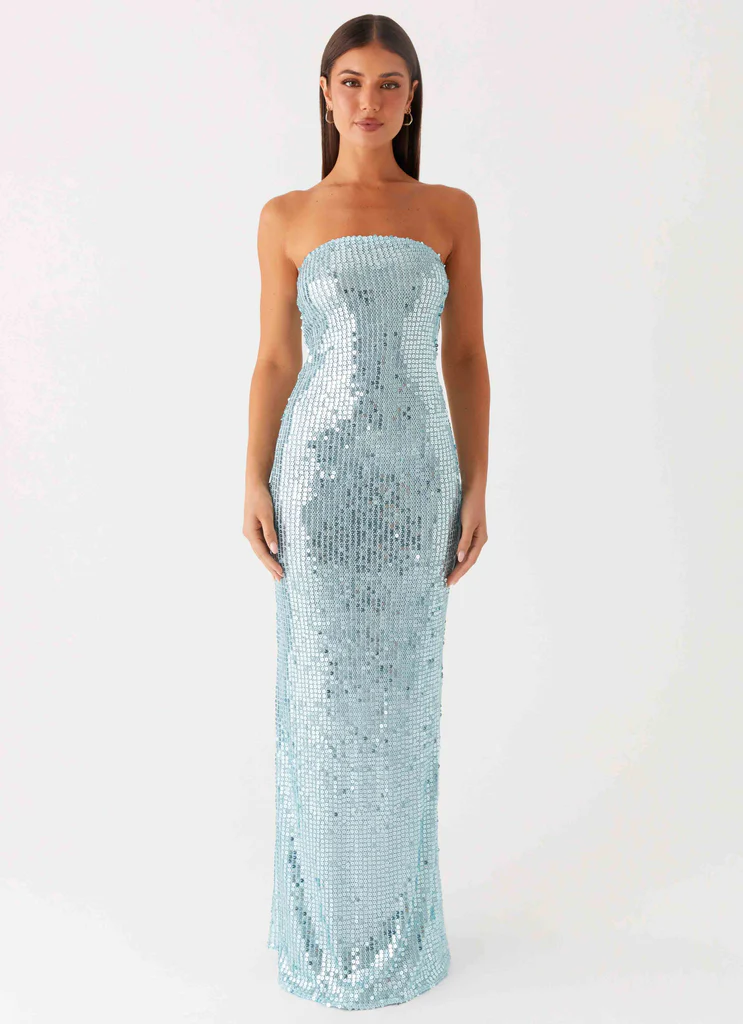 Abito Maxi con Paillettes Lyric - Turchese