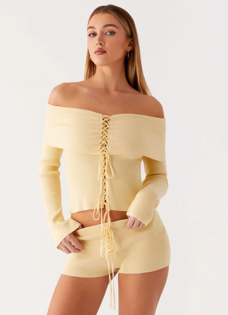 Muted Muse Pantaloncini in Maglia Mini - Giallo
