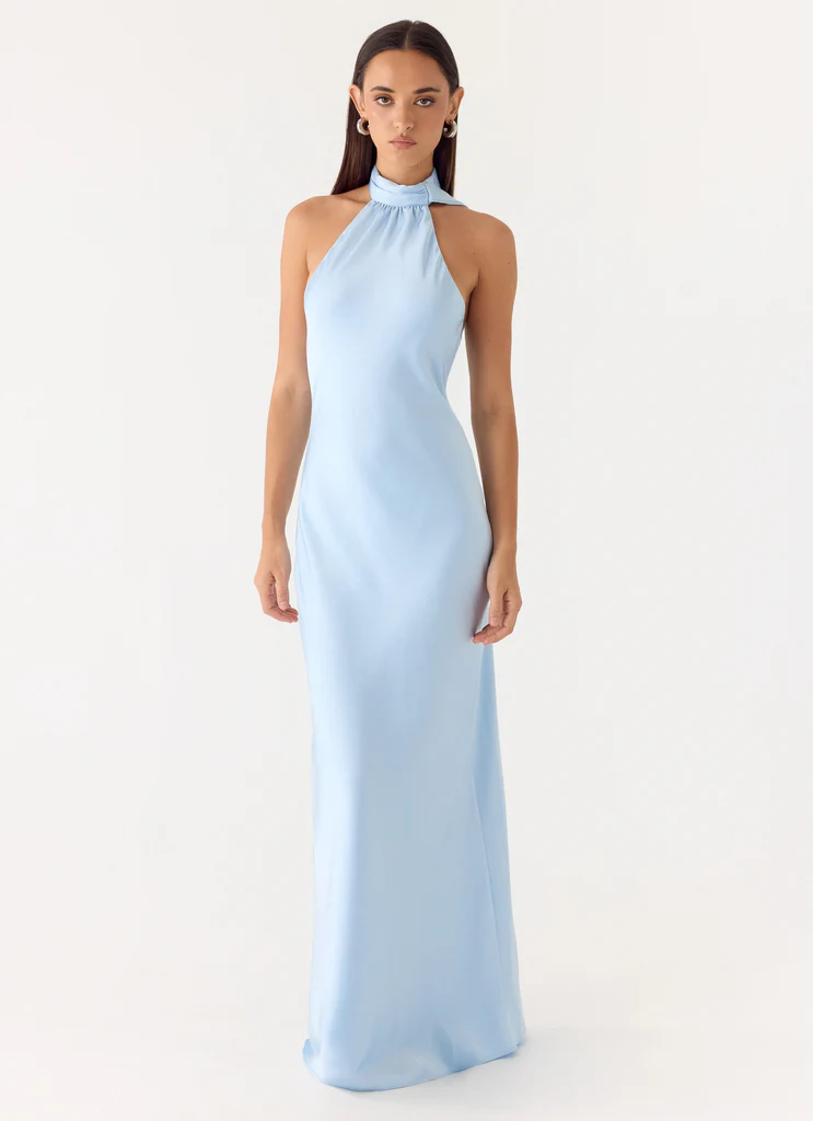 Vestito Maxi Keena con Sciarpa - Blu